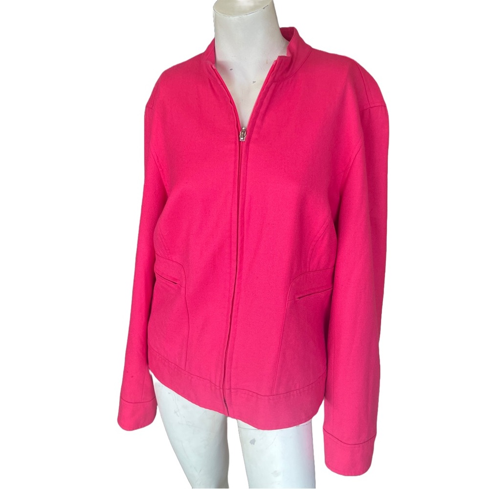 Liz Claiborne Lizsport 100% Wool Zip-Up Jacket – Hot Pink – Size L
